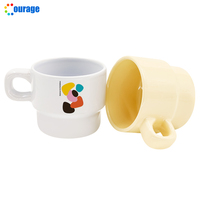 Nouvelles tasses à sublimation blanches et beiges en céramique de 250 ml, empilables, vierges, pour impression personnalisée, avec poignée