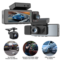 Maustor Caméra embarquée 3.16 pouces à 3 objectifs HD pour voiture, Enregistreur vidéo DVR trois voies, Mini dashcam