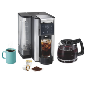Cafetière Électrique 3-en-1, Carafe en Acier Inoxydable 10 Tasses, Compatible Capsules/Café Moulu, Infusion Chaude/Froide, Écran Tactile, Usage Domestique - Product Image 1