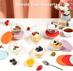 Factory 5pcs Hot Sale Eco Friendly Round Home Decor Clear Heat Resistant With Lid Fruit Salad Food Glass Bowl Set - Product Image 3