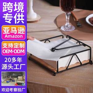 <b>Square</b> Solid <b>Wood</b> Tissue Holder Black Modern Design Free Standing For Restaurant Hotel Use - Product Image 1
