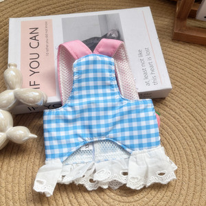 Arnés para Mascotas Liang Chong, Azul a Cuadros, Transpirable, Estilo Chaleco para Perros Pequeños y Gatos, con Decoración de Fresas - Product Image 4