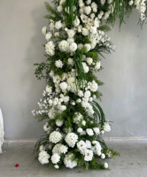 Telón de Fondo de Flores Artificiales de Alta Calidad en Blanco y Verde para Bodas, Arco Floral para Recepción, Decoración para Despedida de Soltera