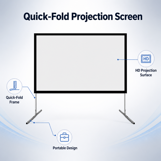 Portable Movie Screen Stand Projector Screen HD Quick Fold Projection Surface Outdoor Camping Home Theater Business Event