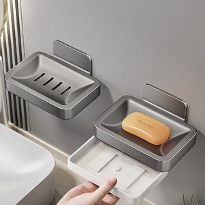 Jabonera Magnética <span class=keywords><strong>de</strong></span> Aleación <span class=keywords><strong>de</strong></span> Aluminio Color Gris Acero, Sin Perforaciones, Soporte <span class=keywords><strong>de</strong></span> Pared para Drenaje y Almacenamiento <span class=keywords><strong>de</strong></span> <span class=keywords><strong>Jabón</strong></span> en el Baño - Product Image 1