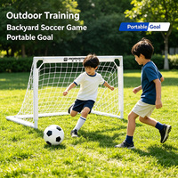 But de football pliable pour enfants, entraînement intérieur/extérieur, avec filet en polyester de 5 mm et cadre en plastique, ballon et sac de transport inclus