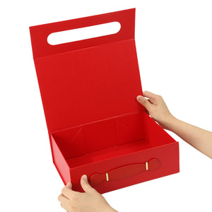 High-End Portable One-Piece Folding <b>Box</b> with Magnetic Closure, and Leather Handle for <b>Gift</b> Packaging - Product Image 5