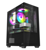 Boîtier de PC Gamer Micro ATX avec panneau latéral en verre trempé, table de bureau RGB, tour d'ordinateur pour jeux