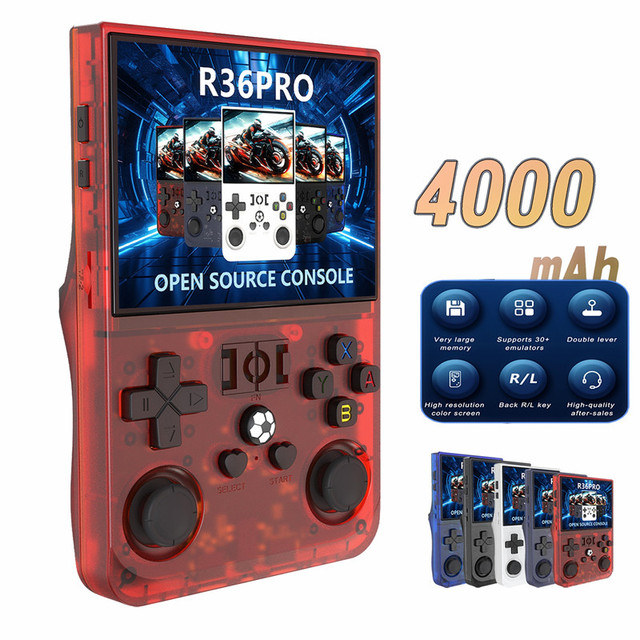R36Pro Handheld Retro Game Console 64GB 128GB 4000mAh Dual Joystick Wi-Fi Arcade with IPS Screen Nostalgic PSP Games Model