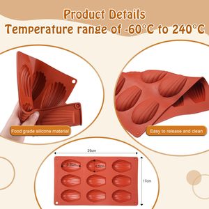 Silicone khuôn mẫu 9 Sâu răng vỏ hình khuôn mẫu cho bánh công cụ để làm Madeleine Bánh quy sô cô la kẹo bánh <span class=keywords><strong>Pudding</strong></span> - Product Image 2