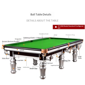 Mesa <span class=keywords><strong>de</strong></span> Billar Jianying Negra, Tamaño Estándar Americano, <span class=keywords><strong>8</strong></span> Bolas, Patas Plateadas, Modelo JY-208 - Product Image 2