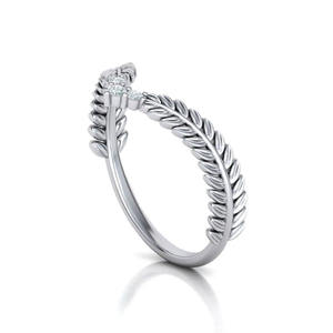 Anello di Fidanzamento F461 per Donna in Oro Bianco con Diamante Taglio Brillante Rotondo Colore G Naturale Stile Romantico - Product Image 6