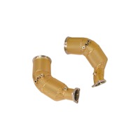 Downpipe Katalis Racing Stainless Steel Direct Fit Berkinerja Tinggi Tebal 1.5mm 100-500 Cell untuk Audi RS4 RS5 2.9T Warna Emas