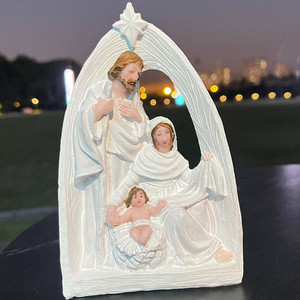 KOMI Noël Polyrésine Crèche Nativité Artisanat Religion Sainte Famille Résine Artisanat Cadeau <span class=keywords><strong>Joseph</strong></span> Marie Jésus en Crèche Décoration de La Maison - Product Image 4