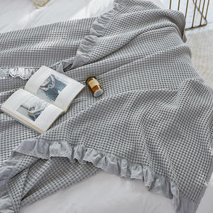 Couverture <span class=keywords><strong>de</strong></span> <span class=keywords><strong>lit</strong></span> douce en coton, 100% tricot japonais, couverture en gaufre à grains <span class=keywords><strong>de</strong></span> maïs, froncée, chaude, <span class=keywords><strong>pour</strong></span> l'été - Product Image 5