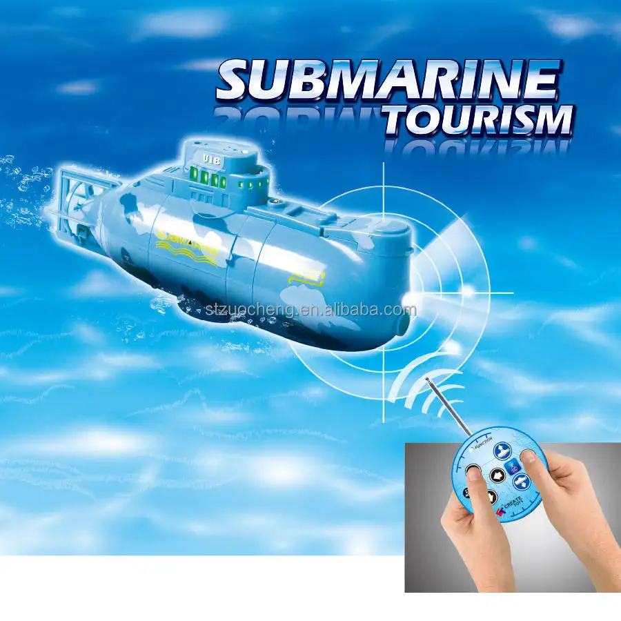 Mainan kapal selam bawah air RC tahan air, mainan kapal selam kecepatan tinggi dengan lampu untuk radio