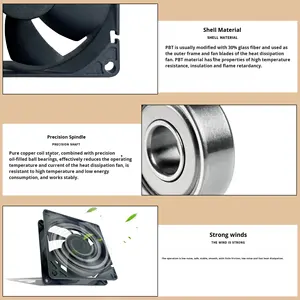 مروحة تبريد صينية 80 مم بمحمل أنبوبي صامتة تحتوي على زيت، تعمل بتيار مستمر 12 فولت و24 فولت، متوفرة بالجملة من المصنع، موديلات 8010 8015 8020 8025 - Product Image 6