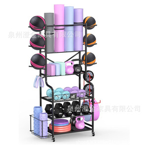Support de rangement pour tapis de yoga pour <span class=keywords><strong>cuisine</strong></span> - Étagère métallique pliable à roulettes à quatre niveaux, sans perçage, de type au sol, portable - Product Image 4
