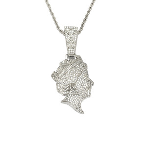Collier Hip-Hop sur mesure sur demande, style Reine Britannique, en cuivre véritable plaqué, avec zircone cubique, bijoux haut <span class=keywords><strong>de</strong></span> gamme - Product Image 4