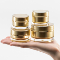 Ensemble de pots et flacons vides en plastique pour crème et lotion, en acrylique doré multi-capacités avec tête de pompe et couvercle transparent