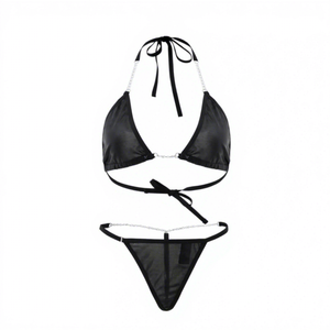 Conjunto de Lencería <span class=keywords><strong>Sexy</strong></span> para Mujer Madura a Precio Bajo al <span class=keywords><strong>por</strong></span> Mayor, Conjunto de Sujetador y Braguitas de Color Liso con Malla Transparente - Product Image 4