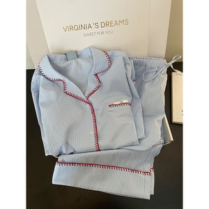 <span class=keywords><strong>Pigiama</strong></span> di Lusso Blu e <span class=keywords><strong>Bianco</strong></span> in <span class=keywords><strong>Raso</strong></span> Traspirante, Pigiami da Donna con Maniche Lunghe e Pantaloni Lunghi - Product Image 3