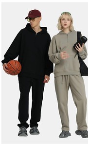 Felpa con Cappuccio e Mezza Zip per Uomo e <span class=keywords><strong>Donna</strong></span>, Alta Qualità, Trendy, Logo Personalizzato, Stampa ODM, Poliestere/Cotone, Vestibilità Ampia, Raglan - Product Image 2