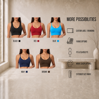 Soutien-gorge de sport personnalisé pour femme, séchage rapide, décolleté en V, détail au dos, haute élasticité, respirant, tendance, pour fitness et entraînement en salle de sport
