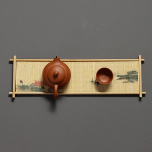 Bamboo tea tray, bamboo shredded dry brewing stand, Japanese style solid wood bamboo tray, single-layer rectangular <b>teacup</b> - Product Image 3