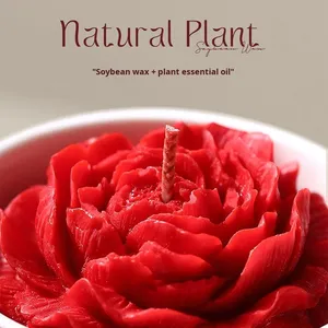 Подарочный набор ароматических свечей «Камелия» ко Дню святого Валентина, свадебные сувениры, элитный подарок на день рождения, ручная работа, настраиваемый, соевый воск, ароматизированный - Product Image 3