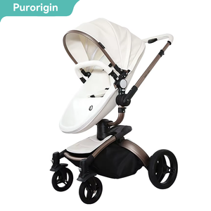 Passeggino 3 in 1 in Pelle PU a Forma di Uovo con Seduta Alta, Sistema da Viaggio Pieghevole con Seggiolino Auto EN 1888 - Product Image 1