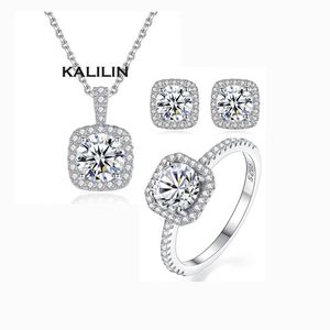 Ensemble de bijoux classiques en moissanite plaqué rhodium avec boucles d'oreilles à griffes en argent sterling 925, vente en gros - Product Image 6