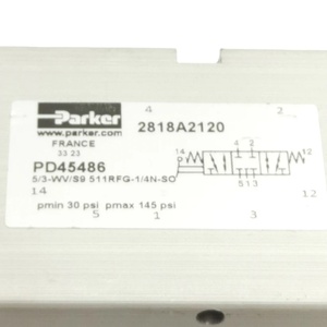 PD45486 5/3-WV/S9 511RFG-1/4N-SO14 Commande à levier manuelle Hydraulique pneumatique 5/3 voies à rappel par ressort - Product Image 2