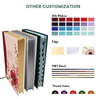 Service d'impression personnalisé en gros OEM, livre biblique en cuir PU imprimé en couleur, design doré, cadeau religieux