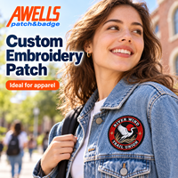 Insigne classique en forme de faucon doré avec couronne de lauriers pour sweats à capuche, écussons personnalisés pour vêtements AWELLS