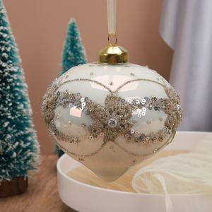 Adornos navideños transfronterizos <span class=keywords><strong>de</strong></span> alta calidad para <span class=keywords><strong>Amazon</strong></span>, adorno colgante <span class=keywords><strong>de</strong></span> <span class=keywords><strong>cristal</strong></span> pintado, Bola <span class=keywords><strong>de</strong></span> cebolla, lentejuelas para fiesta - Product Image 4