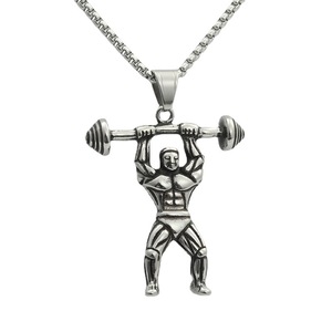 Collar con Colgante de Acero Inoxidable para Levantamiento de Pesas, Joyería de Gimnasio para Hombre, Estilo Retro Punk, Regalo - Product Image 4