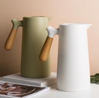 Thermos en verre avec poignée en bois nordique, isolation, pot à eau chaude, cafetière sous vide