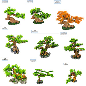 Pins artificiels pour aquariums et décoration intérieure 37cm 16cm 30cm avec base en pierre, utilisation intérieure et extérieure - Product Image 1