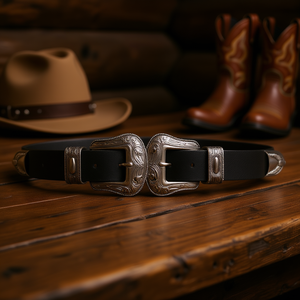 Cinturón de Cuero Genuino Angelina de 100 cm, Estilo Occidental, Hebilla de Doble Punta, Accesorio Casual - Product Image 2