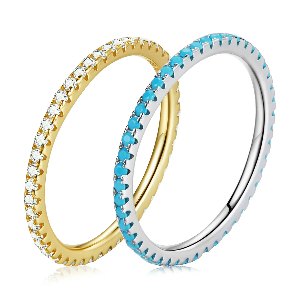 SCR066 Offres Spéciales 2 couleur classique simple anneaux pour femmes argent 925