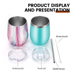 Bouteille d'eau en acier inoxydable à double paroi de 12 oz, très vendue, forme d'œuf, tasse à café, gobelet à vin avec couvercle, tasse à œufs pour les voyages - Product Image 6