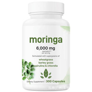Moringa Oleifera Samen & Weizengras Spirulina Kapseln für Erwachsene 300 Kapseln Verbesserte Knochendichte 6000mg Pro Portion Kundenspezifisches OEM - Product Image 1
