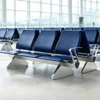Banc d'attente aéroportuaire 3 places avec coussin en PU et sièges connectés pour hôpital, banque, terminal, zone d'attente publique