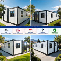 Maison conteneur préfabriquée extensible de 40 pieds, conforme aux normes australiennes, pour cuisine et salle de bain, 1, 2, 3, 4 ou 5 chambres, étanche et pliable