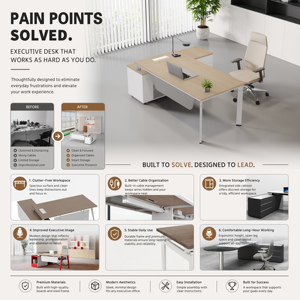 Table de bureau moderne avec armoire latérale, solution de rangement pour bureau de direction, PDG, <span class=keywords><strong>directeur</strong></span> général, salle de bureau, OEM ODM disponible - Product Image 4