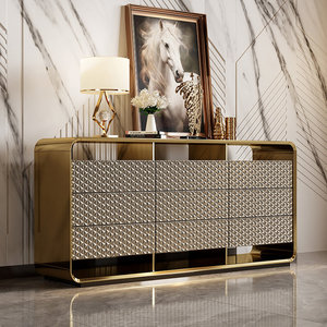 Buffet en bois de luxe italien, style asiatique, meuble de salle à manger moderne, armoire d'entrée, <span class=keywords><strong>commode</strong></span> de chambre laquée dorée - Product Image 1