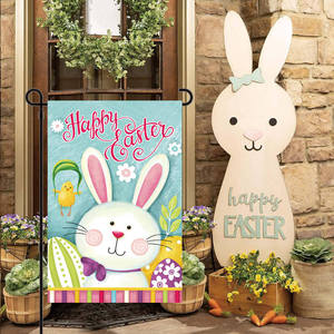 Cross-border Easter garden banner, outdoor courtyard decorative background cloth, painted and <b>rabbit</b> festival garden - Product Image 1