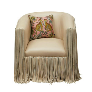 Poltrona Singola <span class=keywords><strong>in</strong></span> <span class=keywords><strong>Pelle</strong></span> con Nappe per Soggiorno Moderno e Lussuoso, Sedia Girevole <span class=keywords><strong>in</strong></span> Legno con Frange, Poltrona Reclinabile di Design per Casa - Product Image 2