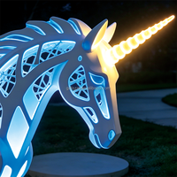 Sculpture lumineuse LED licorne creuse (acier thermolaqué + source de lumière LED) - Éclairage décoratif étanche IP65 pour parcs et mariages